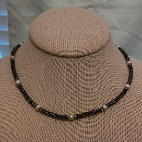 Sumru necklace sterling 925 silver freshwater pearl 16.5” very nice toggle clasp - Picture 1 of 7